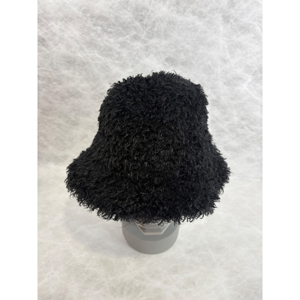 Westbound‎ Black Faux Fur Bucket Hat Shaggy Textured Winter Accessory OSFM